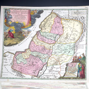 Iudaea seu Palaestina ob Sacratissima Redemtoris Vestigia Hodie Dicta Terra Sancta Prout olim in Duodecim Tribus Divisa Separatis ab Invicem Regnis Iuda et Israel expressis insuper VI ultimi temporis ejusdem Terra Provinciis collecta ex Tabulis Guil Sansony Christ Regis Geogr. [Holy Land Map].