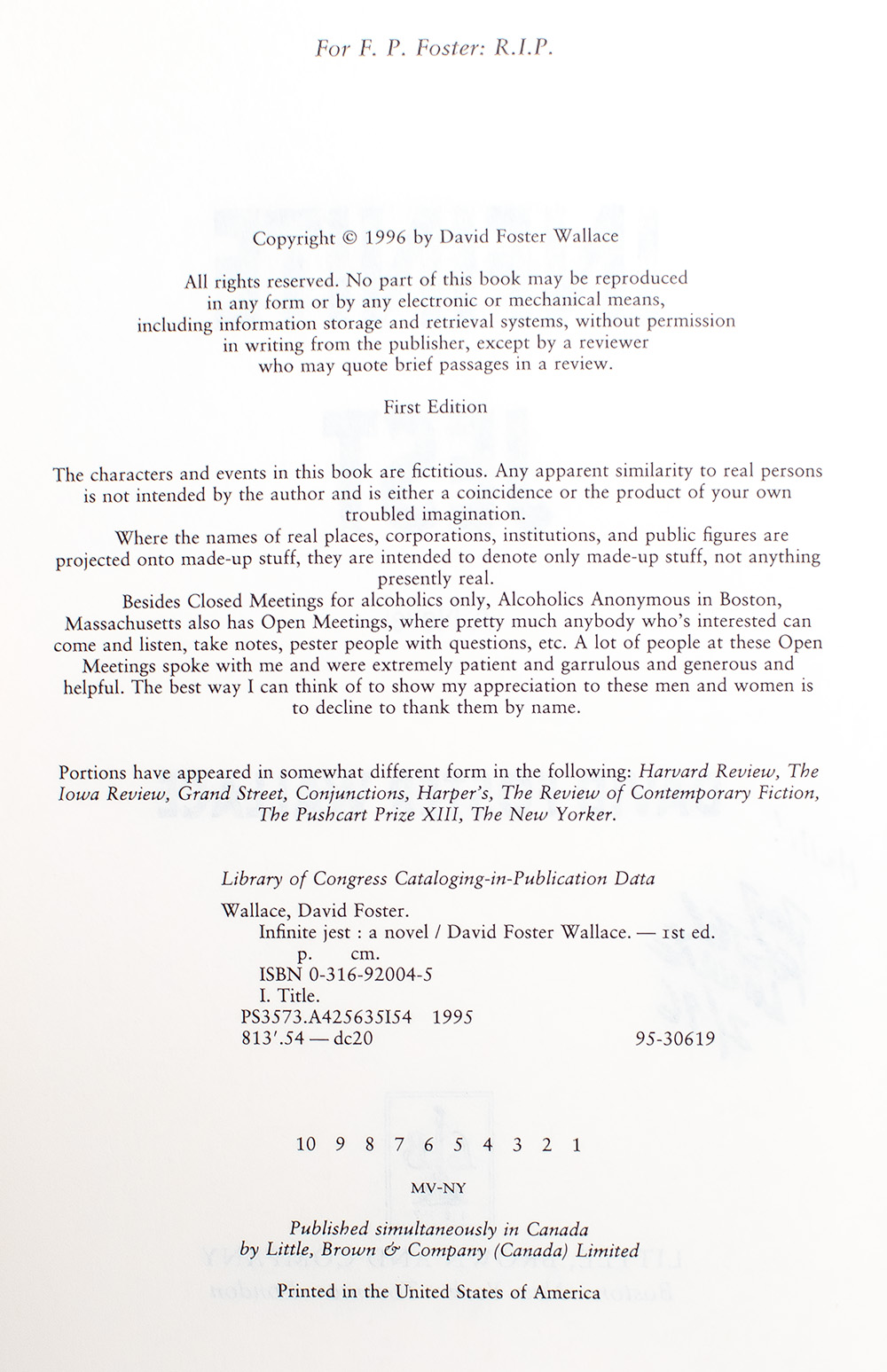 Infinite Jest: A Novel.