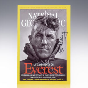 Edmund Hillary Signed 2003 National Geographic Magazine Cover.