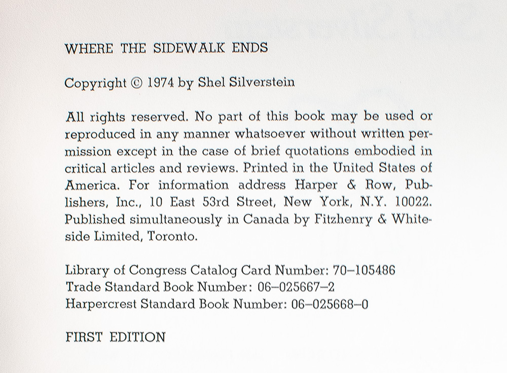 Where the Sidewalk Ends: Poems and Drawings.