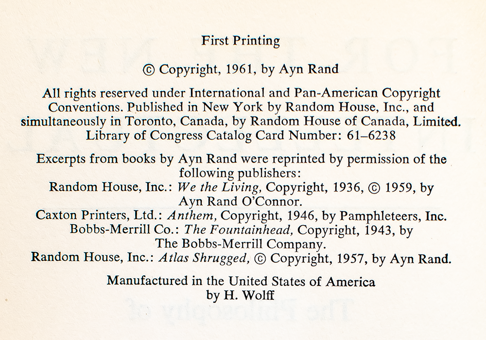 For the New Intellectual: The Philosophy of Ayn Rand.