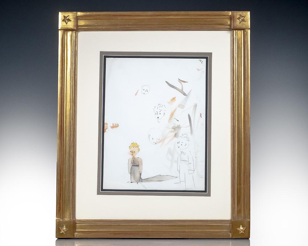 The Little Prince Original Antoine de Saint-Exupery Watercolor Drawing.