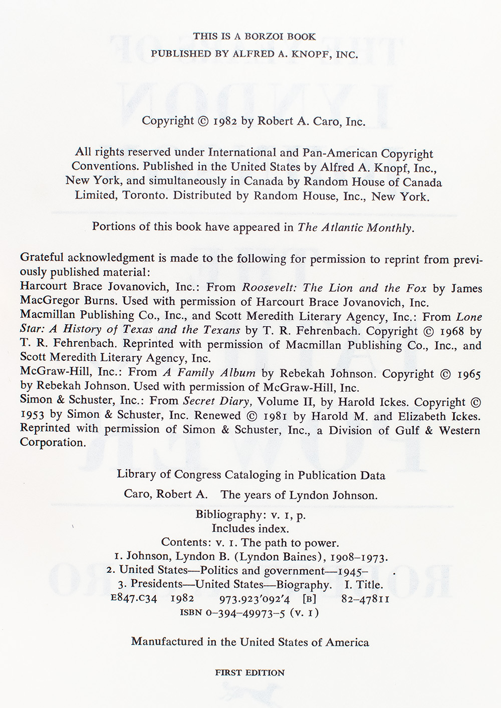 The Years of Lyndon Johnson: The Path To Power.