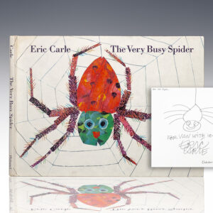 First edition of The Very Busy Spider Inscribed by Eric Carle with a drawing of a spider