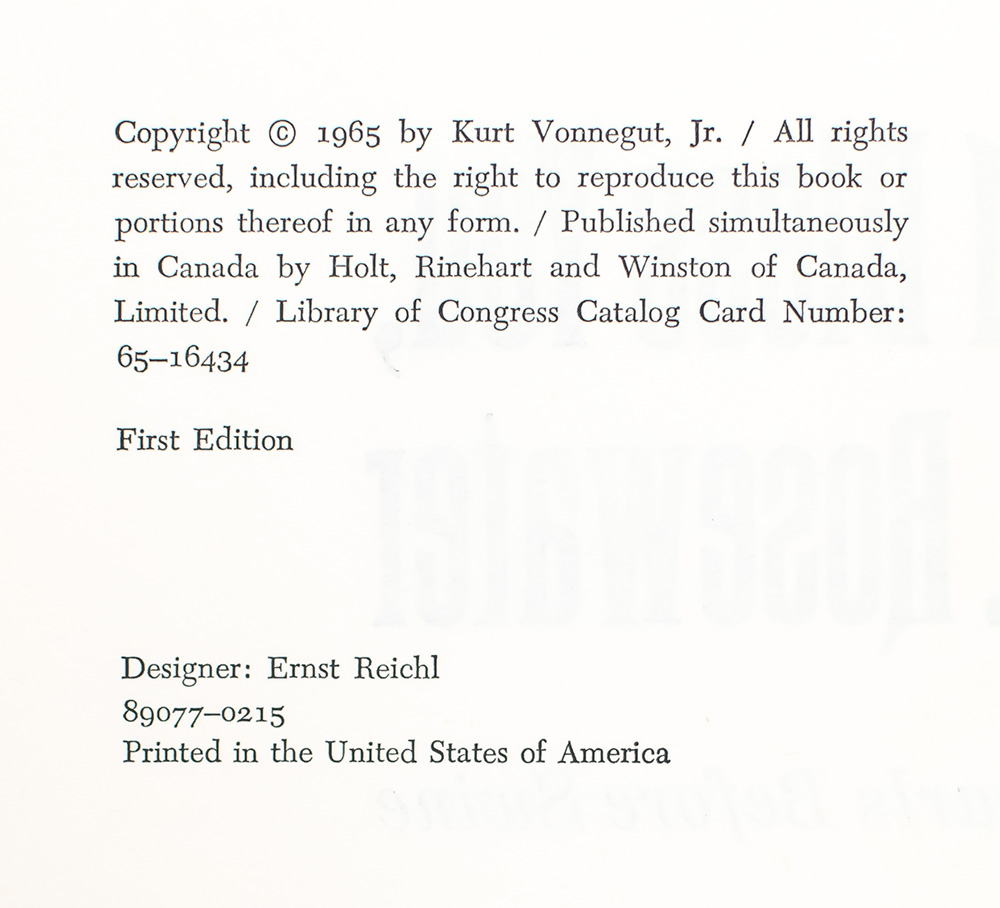 God Bless You, Mr. Rosewater or Pearls Before Swine.