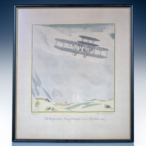 Orville Wright Signed Lithograph of The Wright Brothers 'Strange Contraption' Rises at Kitty Hawk, 1903.