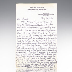 John Rawls Autograph Letter Signed.