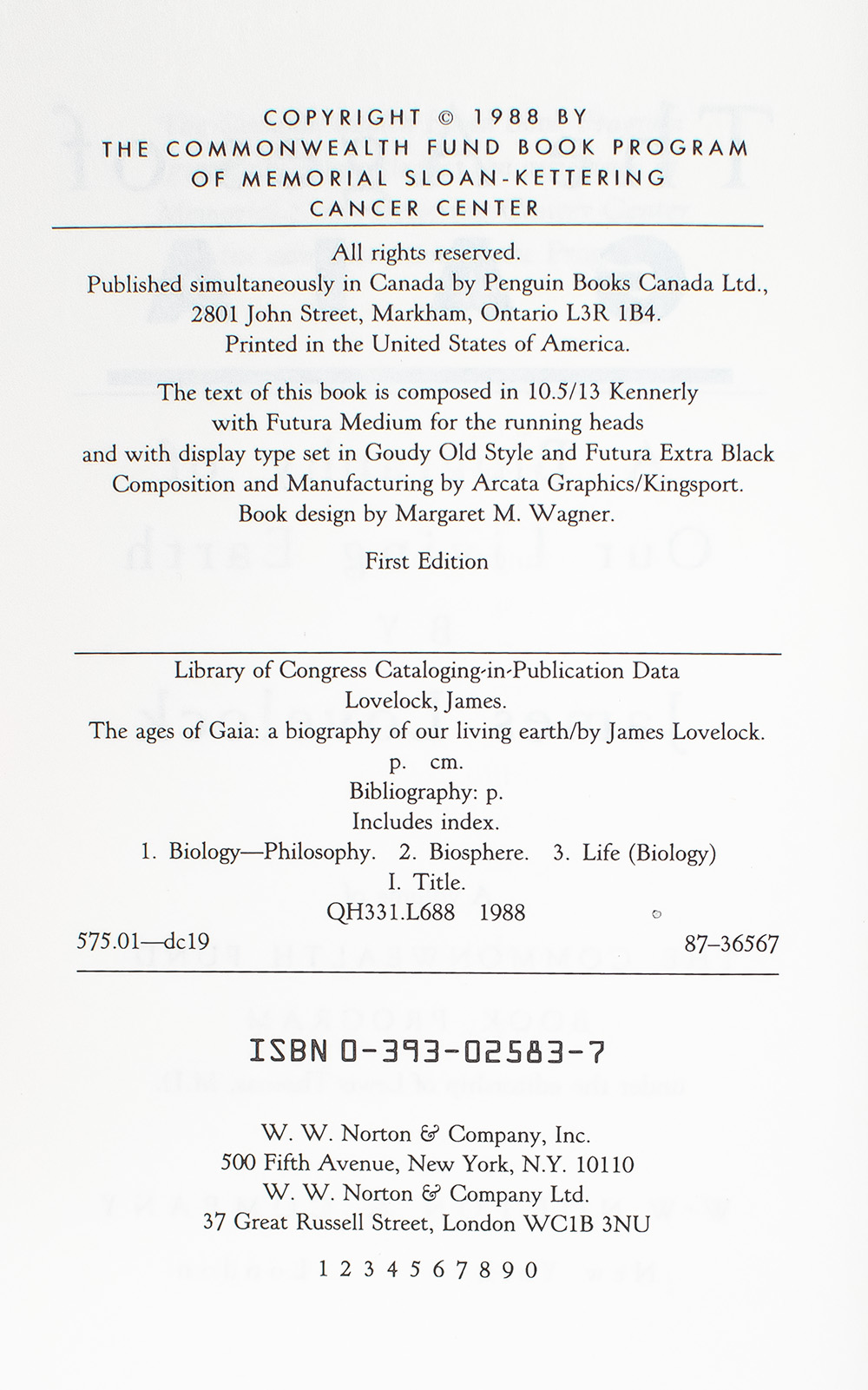 The Ages of Gaia: A Biography of Our Living Earth.