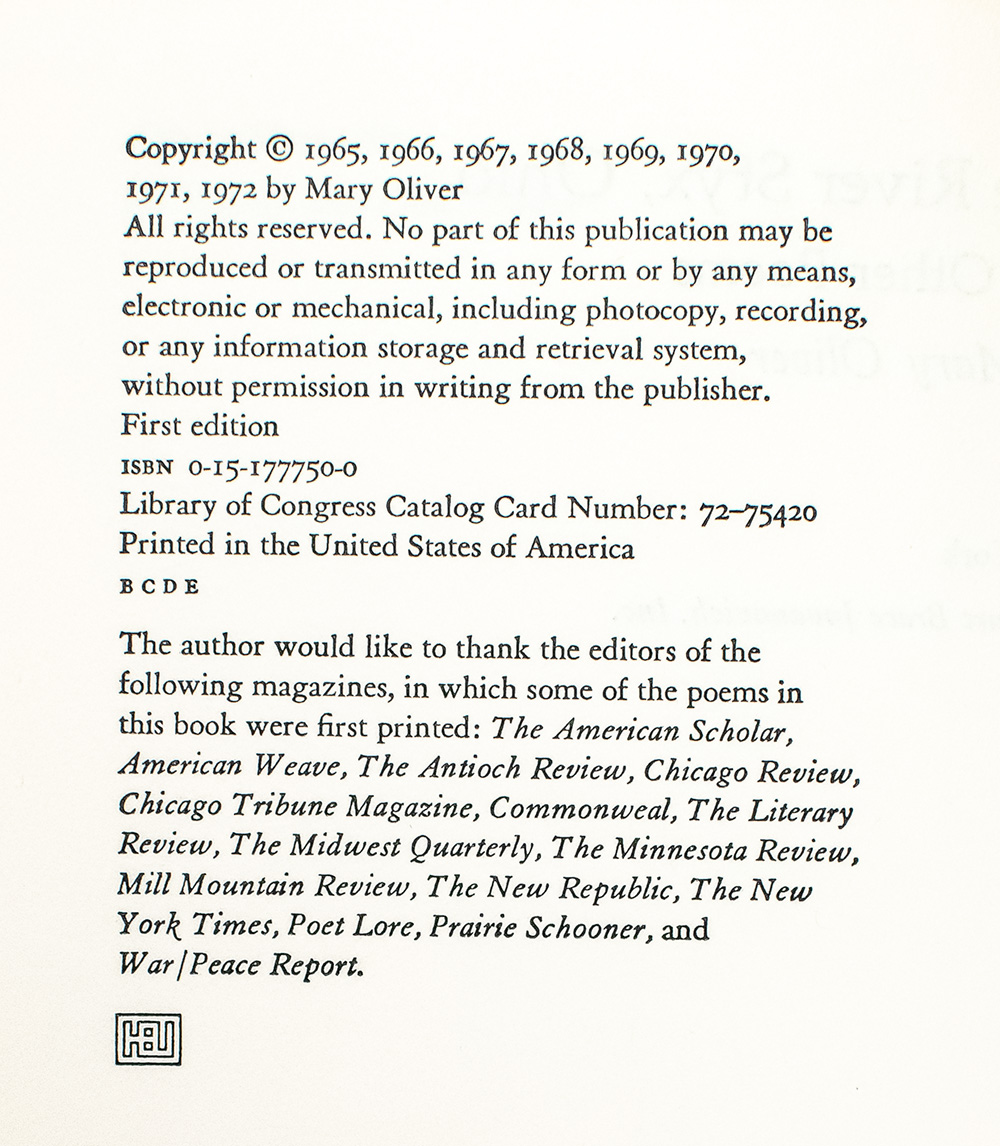 The River Styx, Ohio and Other Poems.