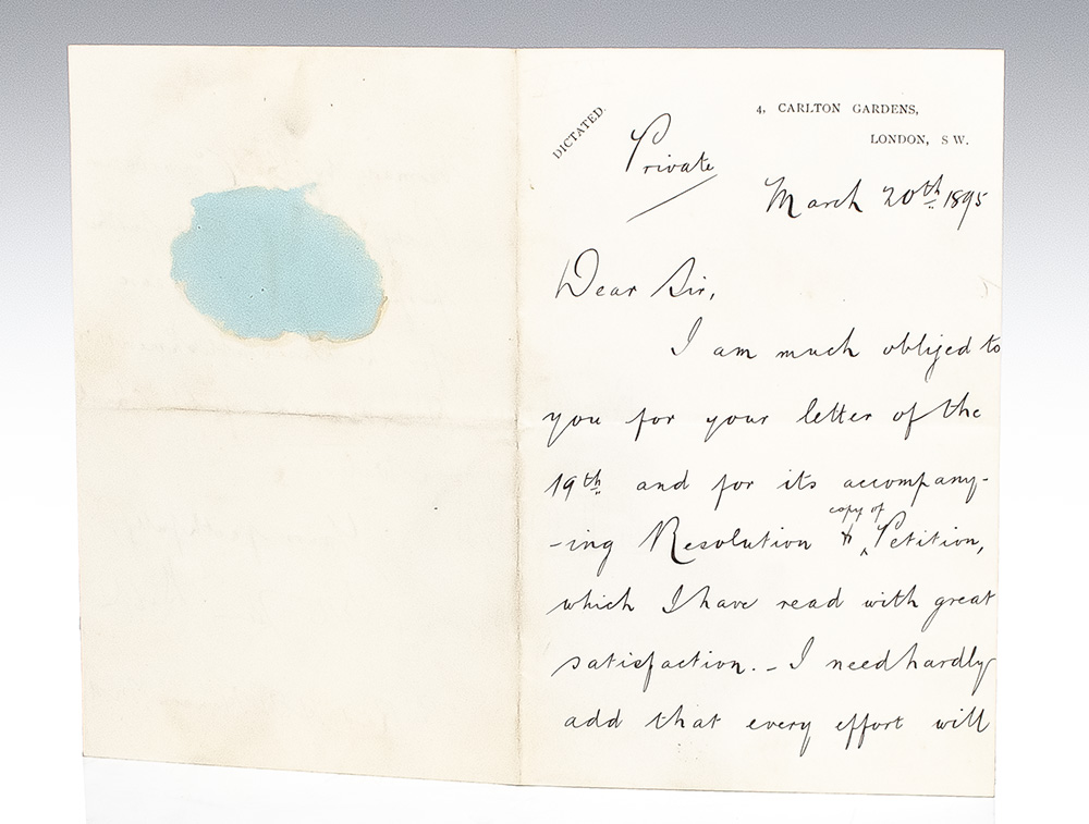Arthur James Balfour Collection of Autograph Letters Signed.