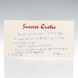 Menachem Begin Autograph Quote Signed.