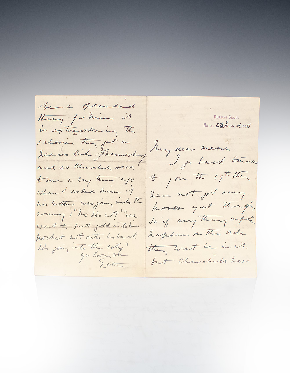 William Arnold Eaton Autograph Letter Signed.