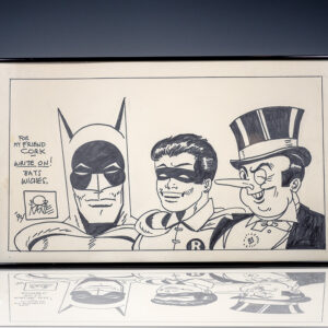 Bob Kane and Cork Millner Signed Original Oversized Batman Sketch.