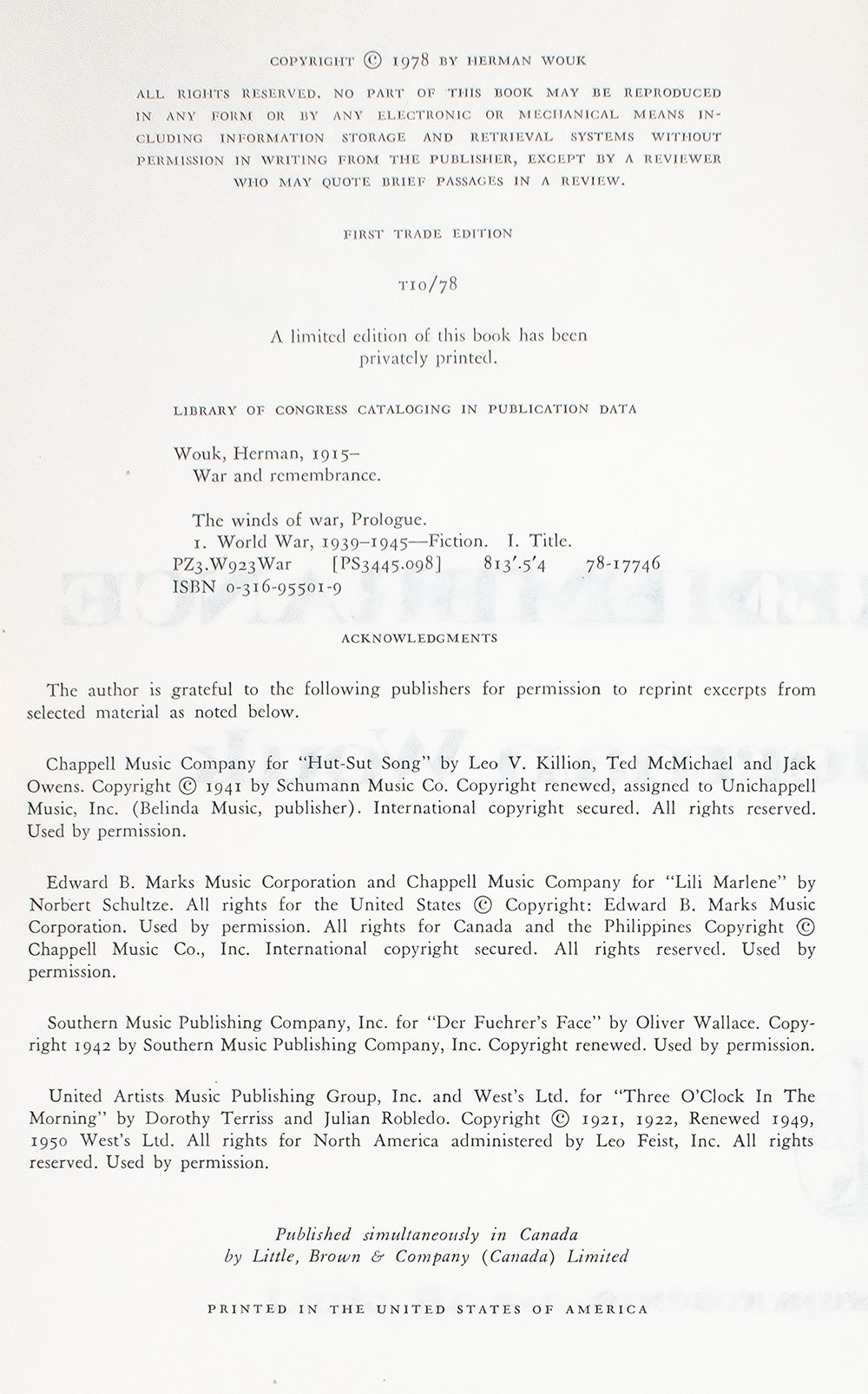 War and Remembrance.