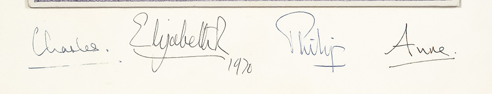 Queen Elizabeth II, King Charles III, and Family Photograph Signed.