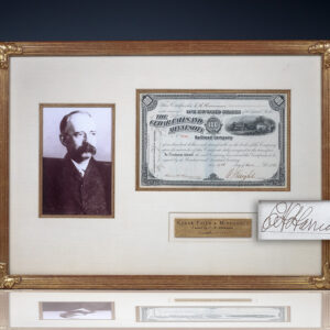 Edward Henry Harriman Signed Stock Certificate for the Cedar Falls and Minnesota Railroad Company.