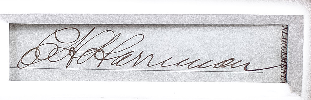 Edward Henry Harriman Signed Stock Certificate for the Cedar Falls and Minnesota Railroad Company.