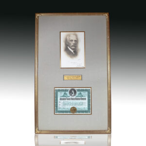 Andrew Mellon Photograph Signed [WITH] Signed Stock Certificate for the Allegheny Valley Street Company Issued to Him.