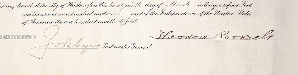 Theodore Roosevelt Signed Document.
