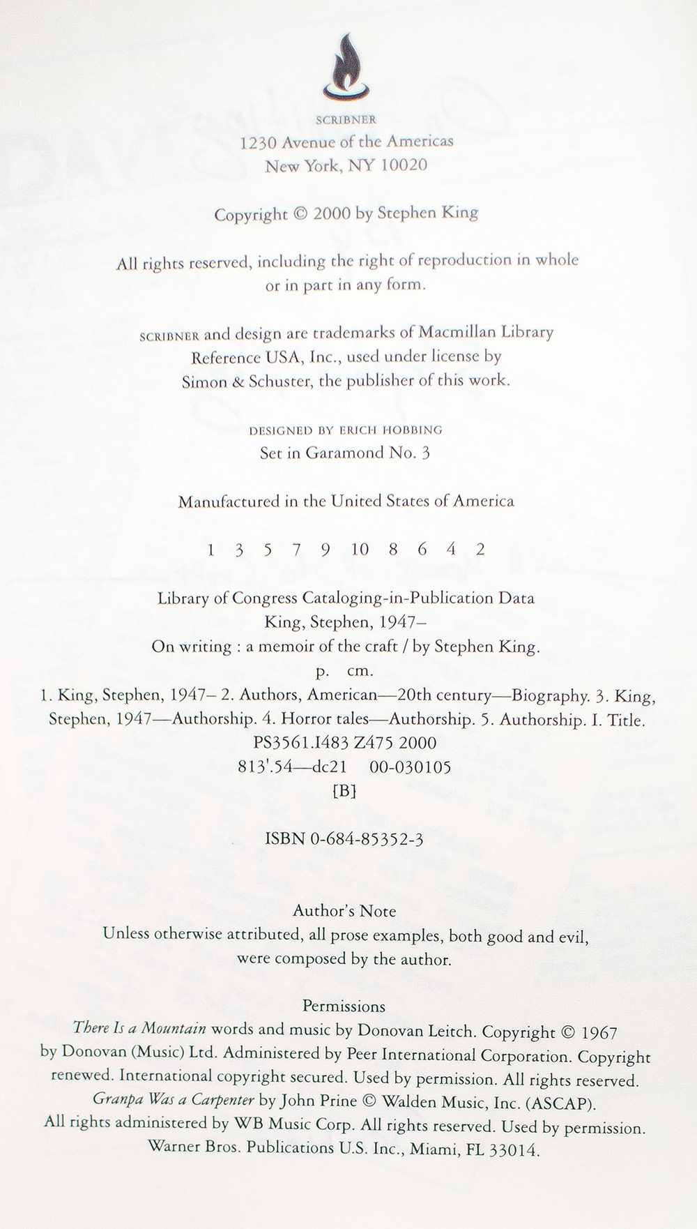 On Writing: A Memoir of the Craft.