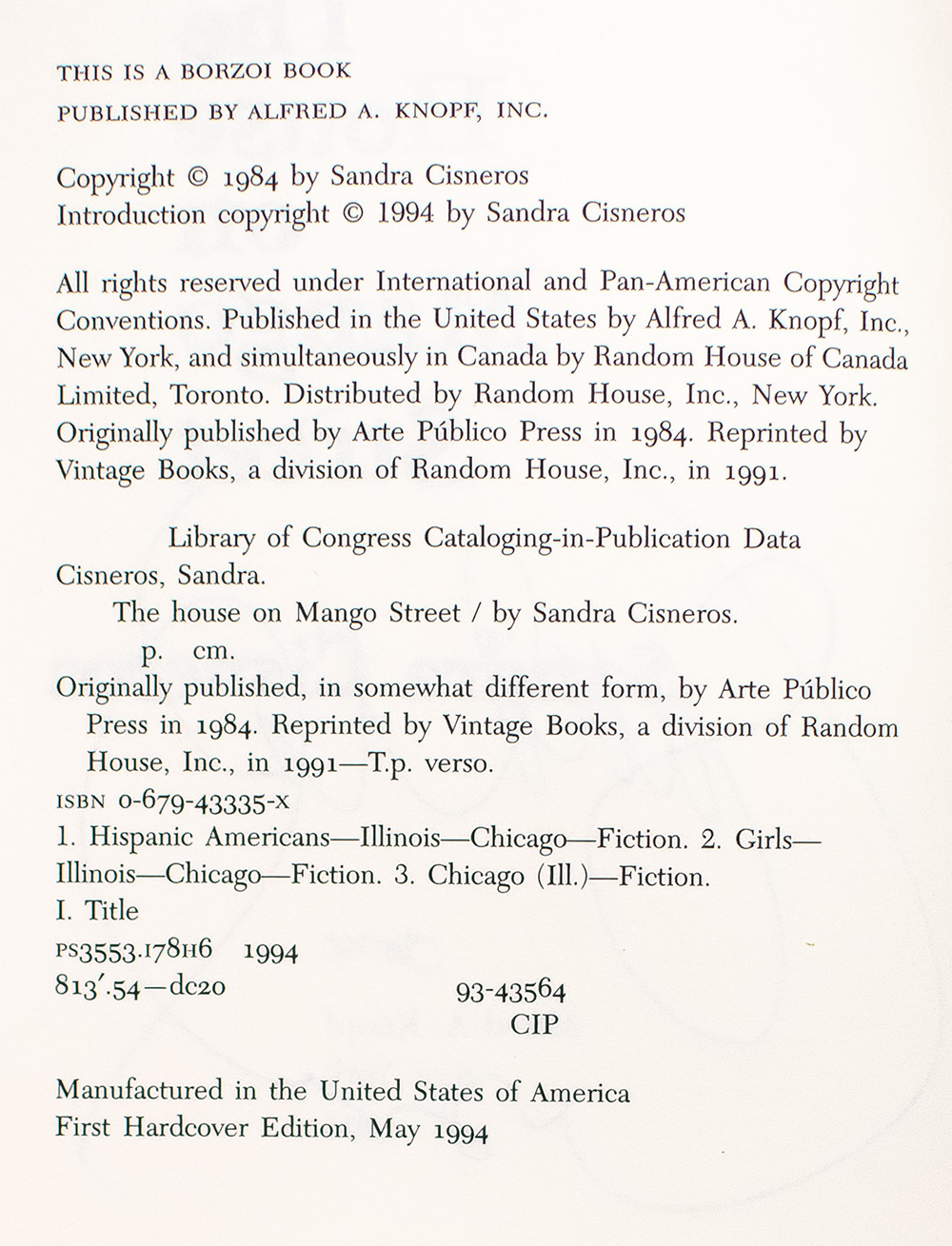 The House on Mango Street.