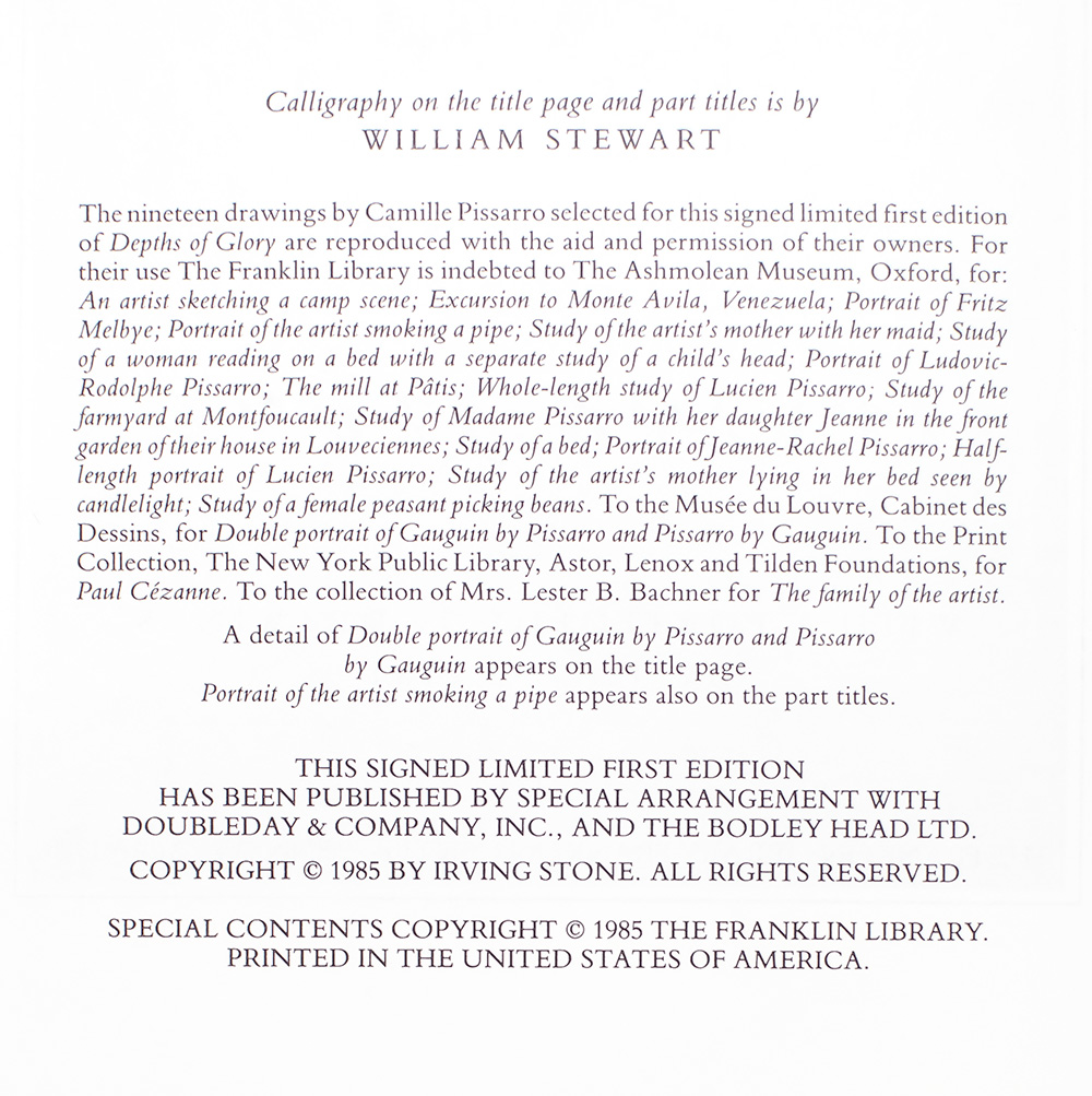 Depths of Glory: A Biographical Novel of Camille Pissarro.