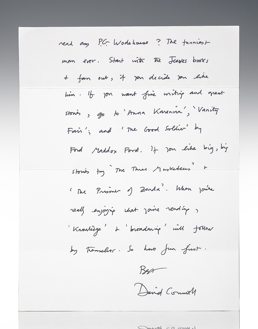 John Le Carré Autograph Letter Signed.