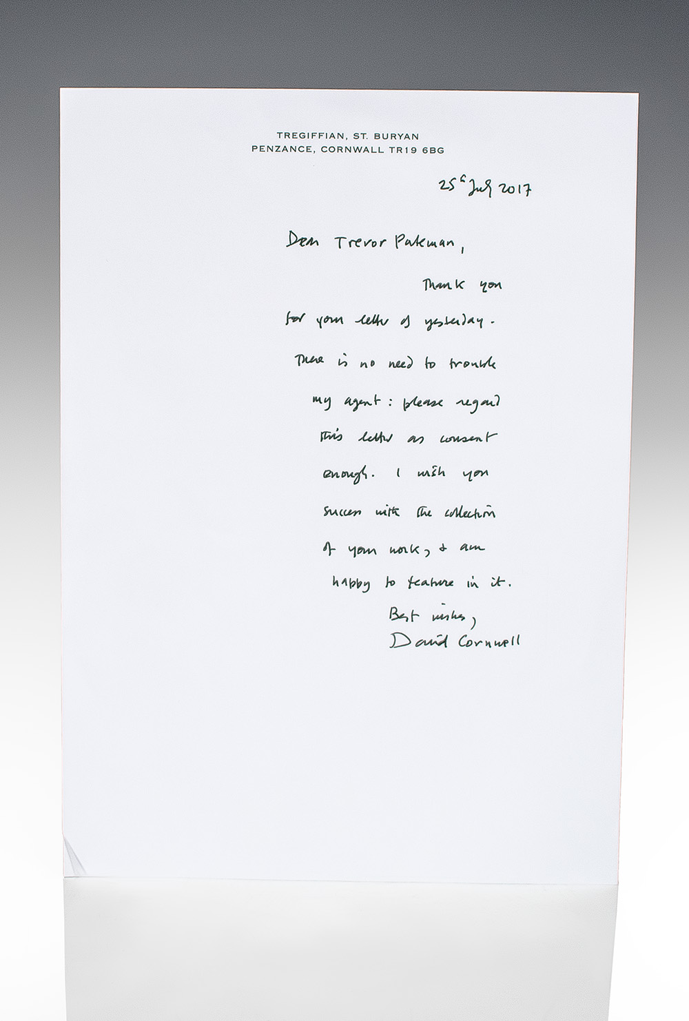 John Le Carré Autograph Letters Signed.