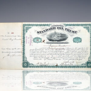 John D. Rockefeller and Henry Morrison Flagler Signed Standard Oil Trust Stock Certificate.