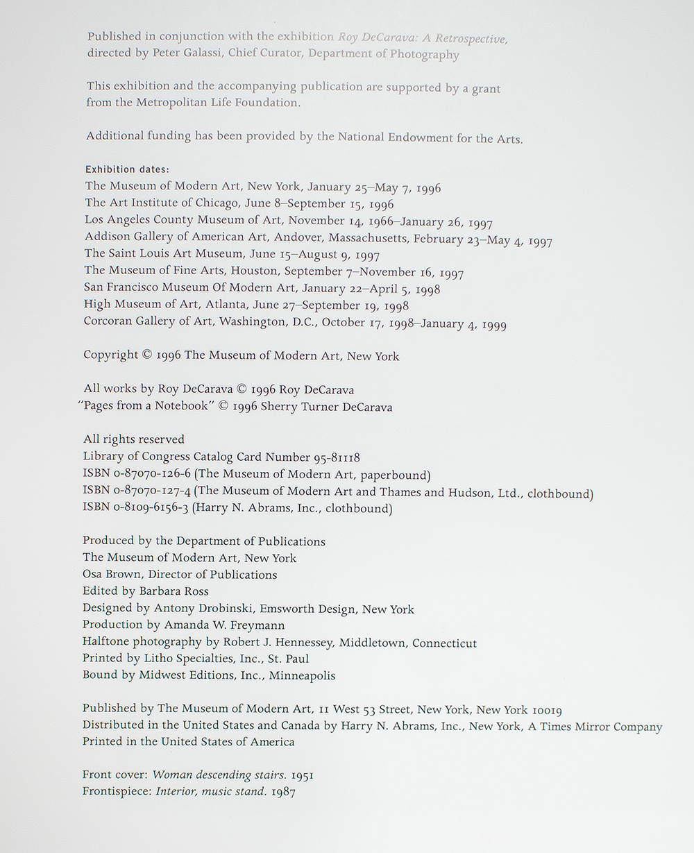Roy DeCarava: A Retrospective.