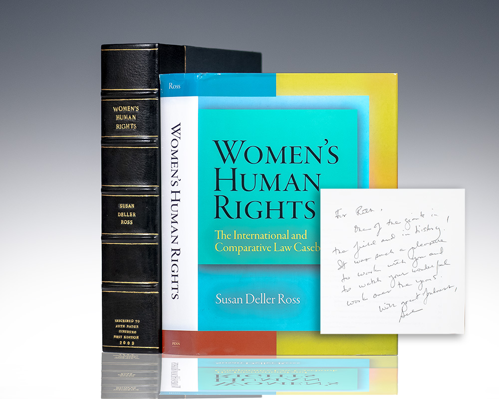 First edition of Women's Human Rights; lengthily inscribed by Susan Deller Ross to Justice Ruth Bader Ginsburg
