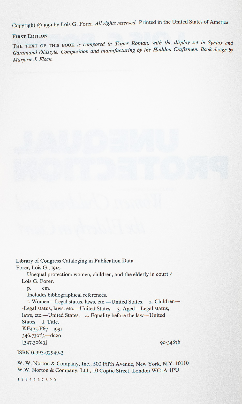 Unequal Protection: Women, Children, and the Elderly in Court.
