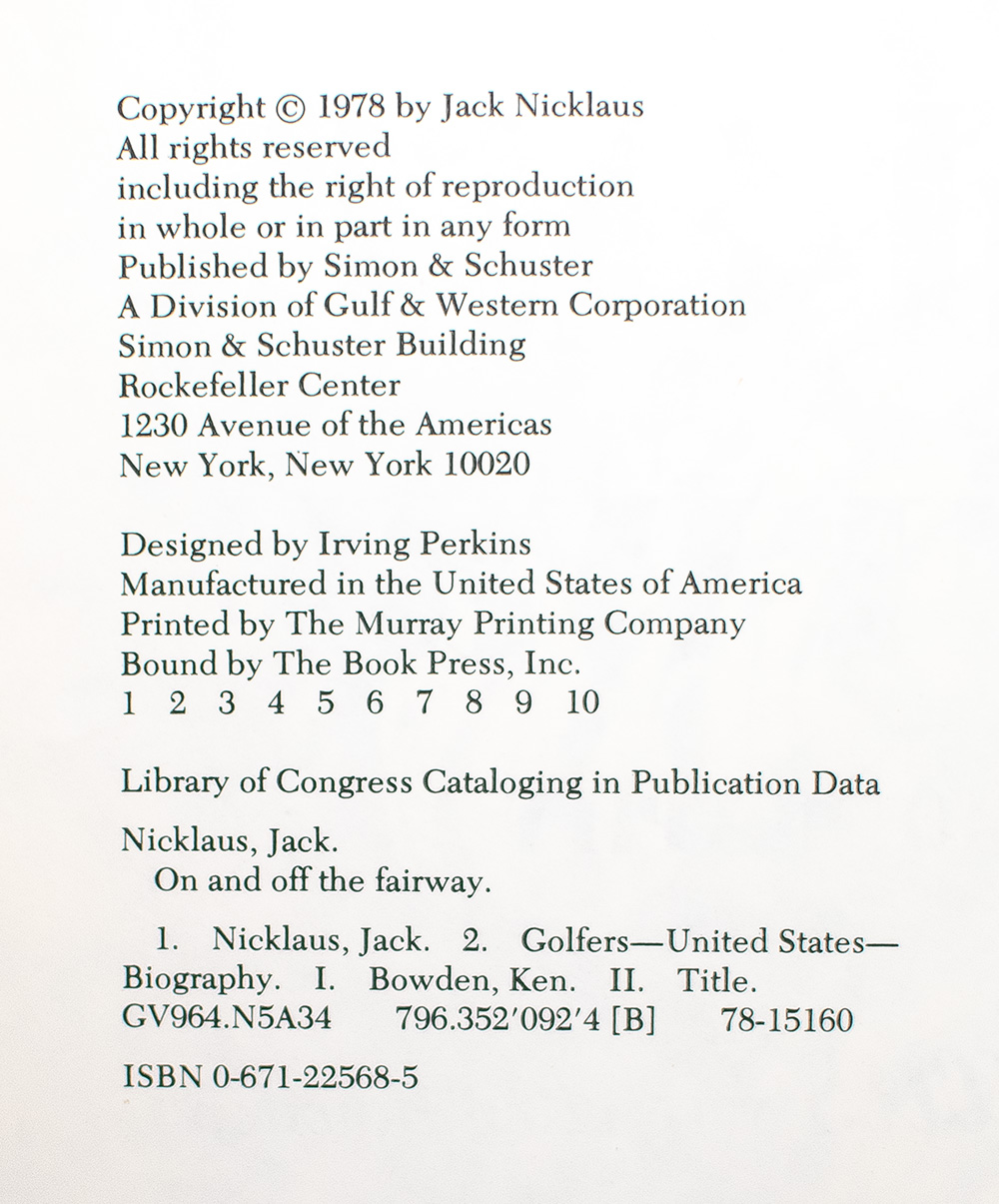 On & Off the Fairway: A Pictorial Autobiography.