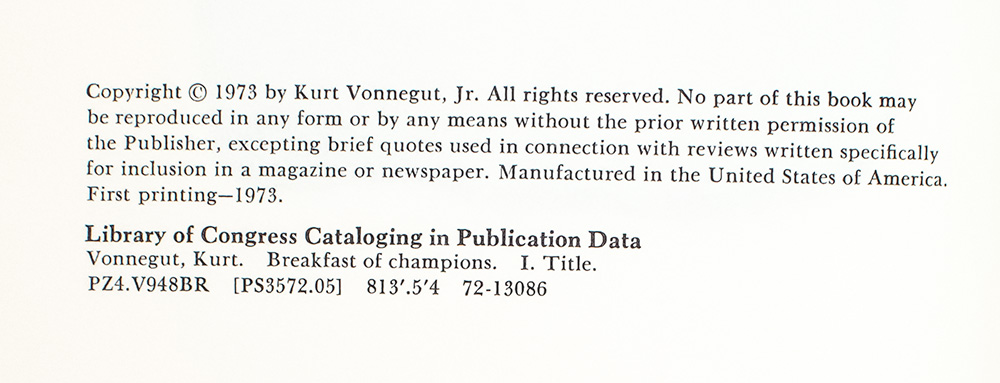 Breakfast of Champions or Goodbye, Blue Monday.