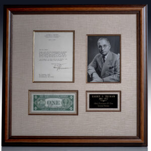 Harry S. Truman Dollar Bill and Typed Letter Signed.