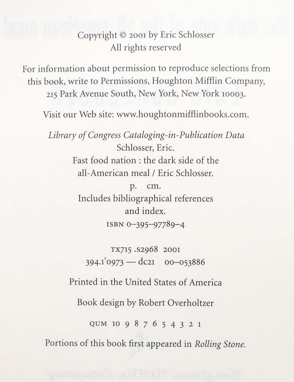 Fast Food Nation: The Dark Side of the All-American Meal.