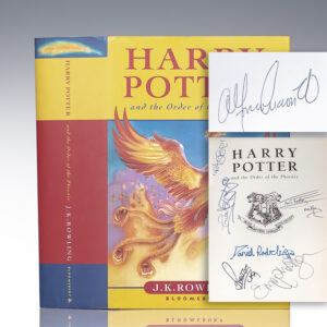 J.K. Rowling's Harry Potter and the Order of the Phoenix; signed by several members of the film cast including Daniel Radcliffe, Rupert Grint, Emma Watson, Tom Felton, and director Alfonso Cuarón