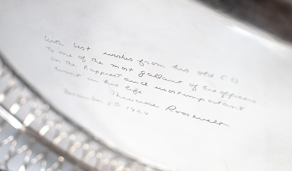 Theodore Roosevelt Silverplate Presentation Tray.