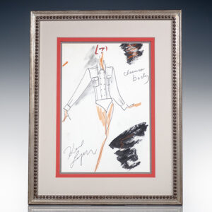 Karl Lagerfeld Signed Original Fashion Design Sketch.