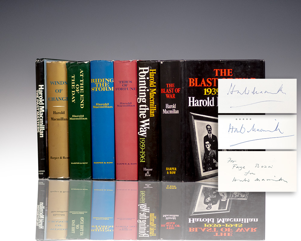 The Complete Harold MacMillan Memoirs. [The Winds of Change 1914-1939, Blast of War 1939-1945, Tides of Fortune 1945-1955, Riding the Storm 1956-1959, Pointing the Way 1959-1961, At the End of the Day 1961-1963, The Past Masters: Politics and Politicians 1906-1939].