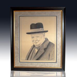 Churchill and Woodland Signed Portrait of Sir Winston Churchill.