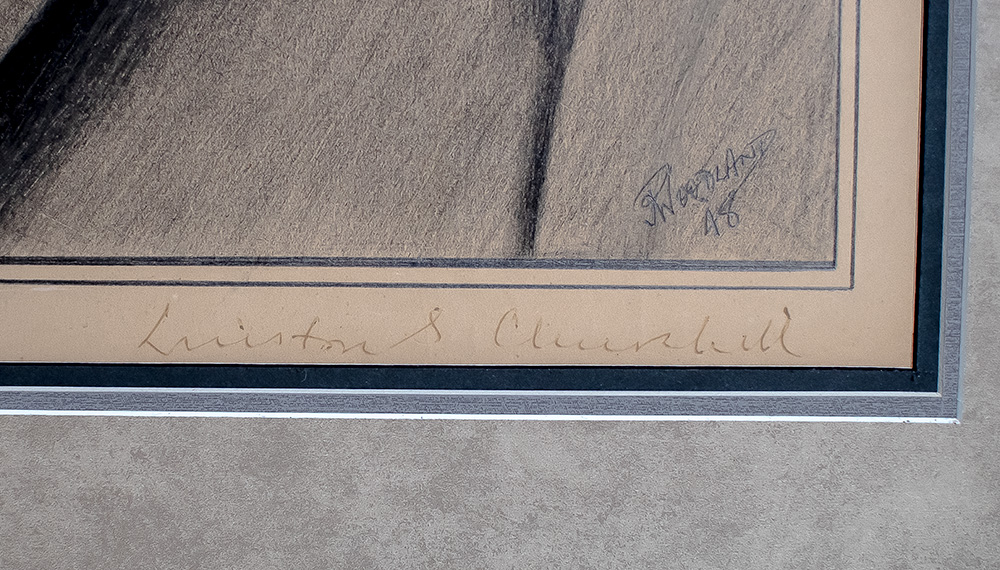 Churchill and Woodland Signed Portrait of Sir Winston Churchill.