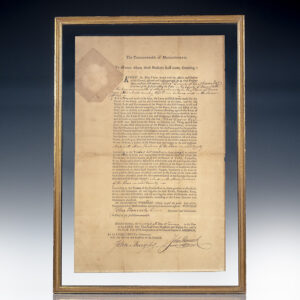 John Hancock Justice of the Peace Appointment Signed as Governor of Massachusetts.