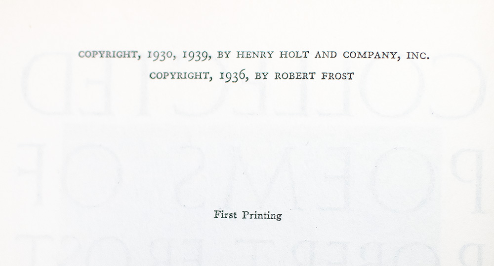 Collected Poems of Robert Frost 1939.
