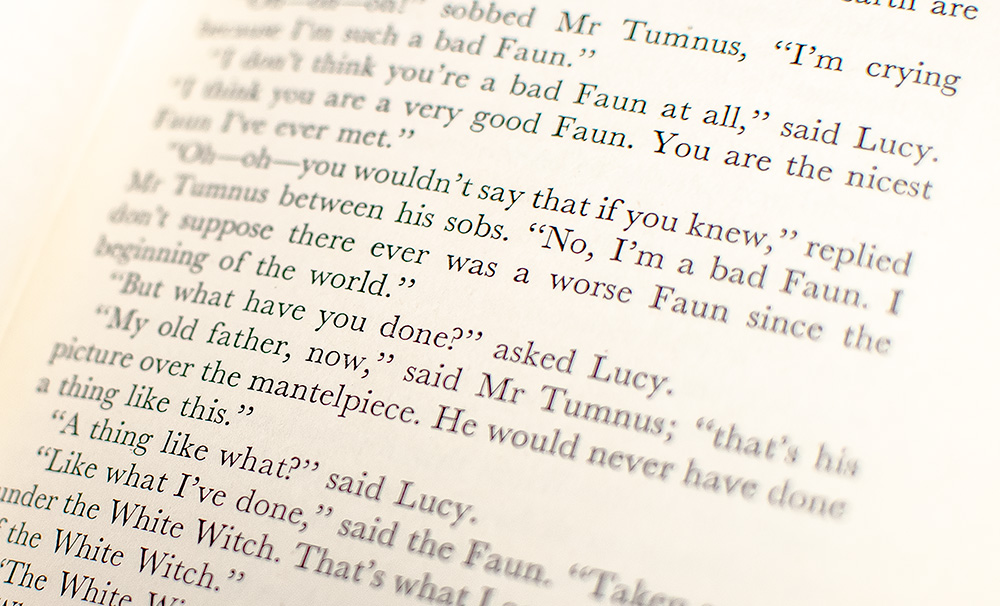 The Chronicles of Narnia: The Lion, The Witch and The Wardrobe, Prince Caspian, The Voyage of the Dawn Treader, The Silver Chair, The Horse and His Boy, The Magician’s Nephew, The Last Battle.