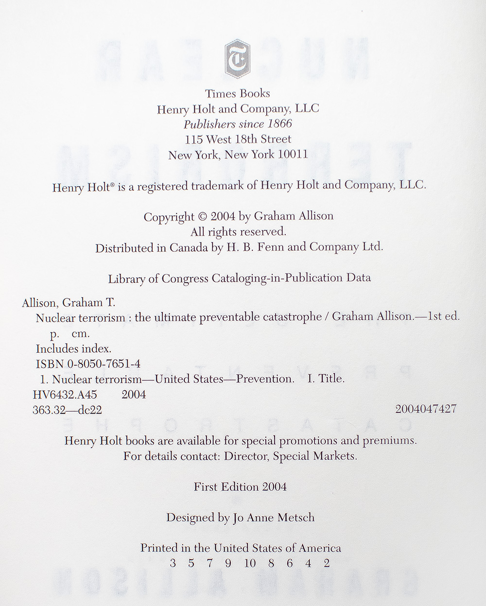 Nuclear Terrorism: The Ultimate Preventable Catastrophe.