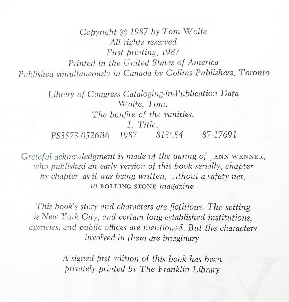 The Bonfire of the Vanities.