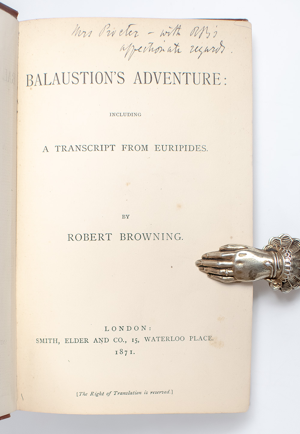 Balaustion's Adventure: Including a Transcript From Euripides.