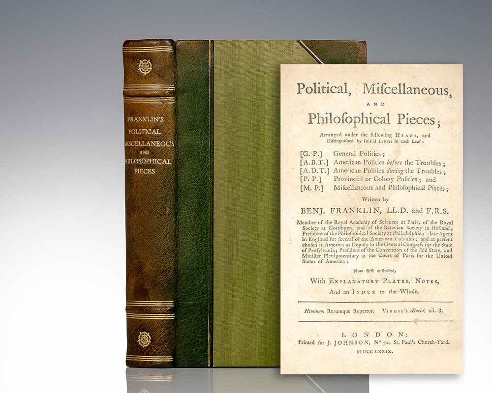 Political, Miscellaneous, and Philosophical Pieces; Arranged under the Following Heads and Distinguished by Initial Letters in each Leaf: General Politics; American Politics before the Troubles; American Politics during the Troubles; Provincial or Colony Politics; Miscellaneous and Philosophical Pieces.