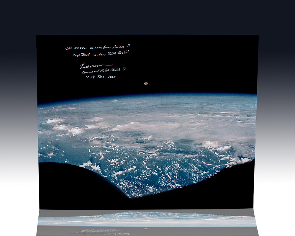 Frank Borman “The Moon as Seen Over Earth’s Horizon From Gemini 7” Photograph Signed.